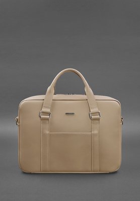 Кожаная сумка для ноутбука и документов светло-бежевая. BN-BAG-37-light-beige фото