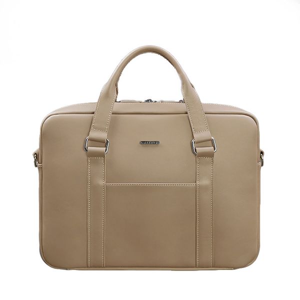 Кожаная сумка для ноутбука и документов светло-бежевая. BN-BAG-37-light-beige фото