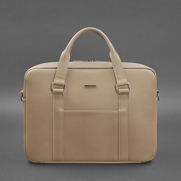 Шкіряна сумка для ноутбука та документів світло-бежева BN-BAG-37-light-beige фото