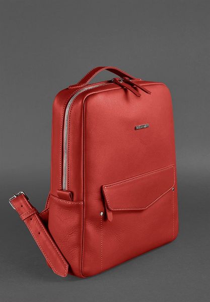 Кожаный городской женский рюкзак на молнии Cooper красный BN-BAG-19-red фото