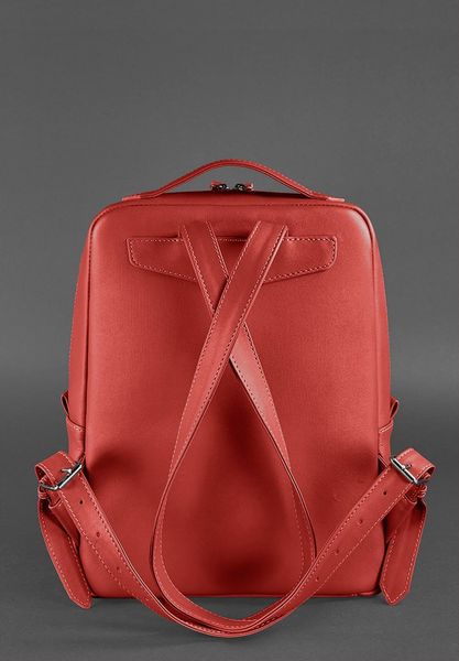 Кожаный городской женский рюкзак на молнии Cooper красный BN-BAG-19-red фото