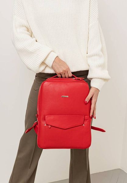 Кожаный городской женский рюкзак на молнии Cooper красный BN-BAG-19-red фото