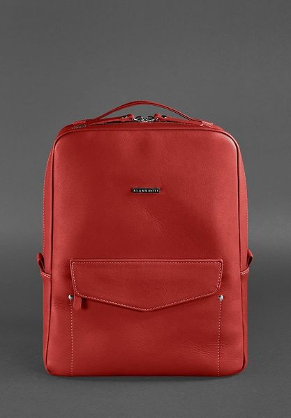 Кожаный городской женский рюкзак на молнии Cooper красный BN-BAG-19-red фото