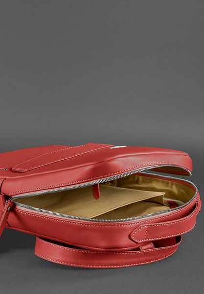 Кожаный городской женский рюкзак на молнии Cooper красный BN-BAG-19-red фото