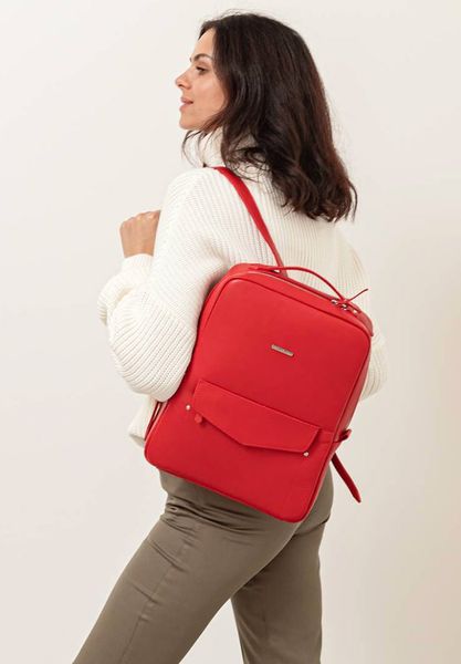 Кожаный городской женский рюкзак на молнии Cooper красный BN-BAG-19-red фото