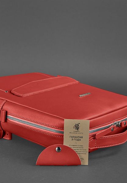 Кожаный городской женский рюкзак на молнии Cooper красный BN-BAG-19-red фото