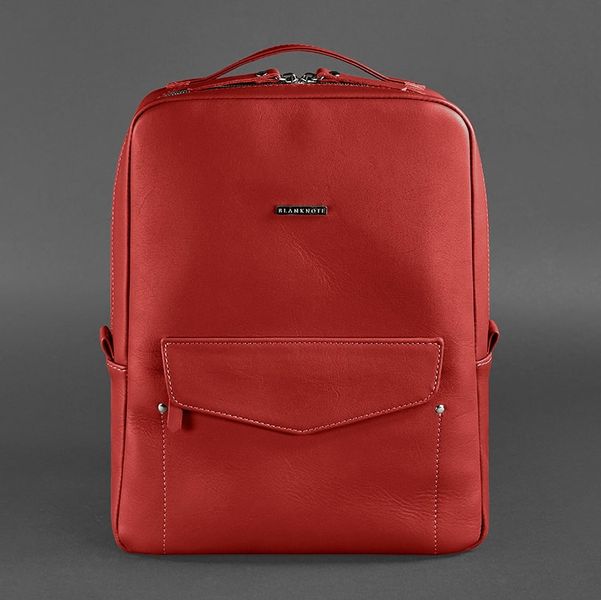 Кожаный городской женский рюкзак на молнии Cooper красный BN-BAG-19-red фото