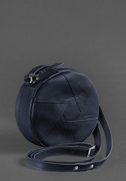 Кожаная круглая женская сумка Бон-Бон темно-синяя BN-BAG-11-navy-blue фото