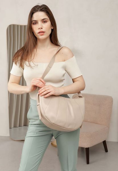 Кожаная женская сумка Круассан светло-бежевая BN-BAG-12-light-beige фото