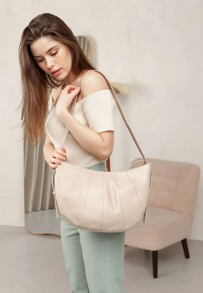 Кожаная женская сумка Круассан светло-бежевая BN-BAG-12-light-beige фото