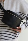 Кожаная поясная сумка черная TW-BeltBag-black фото