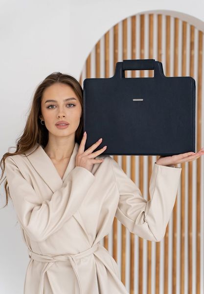 Кожаная сумка для ноутбука и документов темно-синяя Краст BN-BAG-36-navy-blue фото