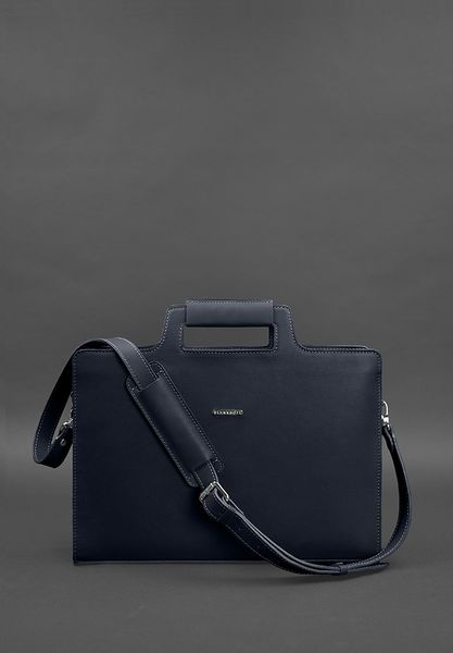 Кожаная сумка для ноутбука и документов темно-синяя Краст BN-BAG-36-navy-blue фото