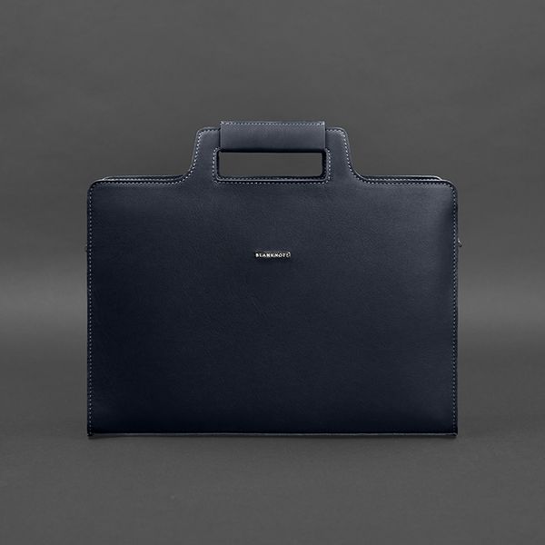 Кожаная сумка для ноутбука и документов темно-синяя Краст BN-BAG-36-navy-blue фото