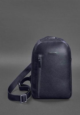 Темно-синій шкіряний чоловічий рюкзак на одне плече Chest Bag BN-BAG-42-navy-blue фото