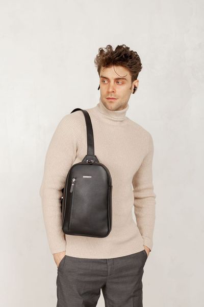 Черный кожаный мужской рюкзак на одно плечо Chest Bag BN-BAG-42-g фото