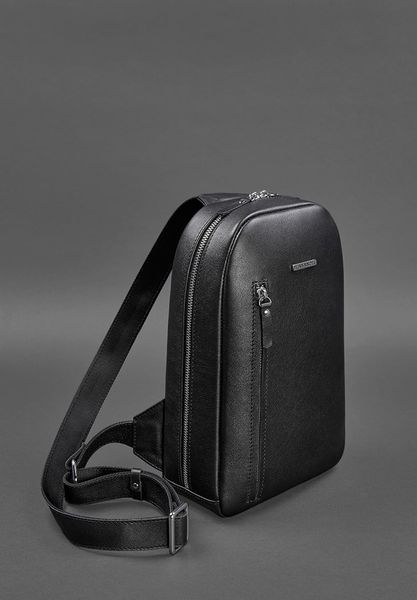 Черный кожаный мужской рюкзак на одно плечо Chest Bag BN-BAG-42-g фото