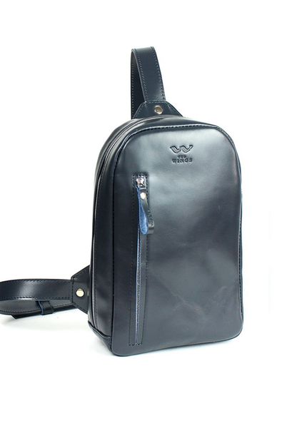 Мужская кожаная сумка Chest bag синяя TW-Chest-bag-dark-blue фото