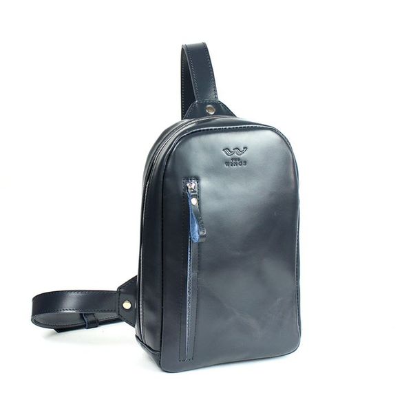 Мужская кожаная сумка Chest bag синяя TW-Chest-bag-dark-blue фото