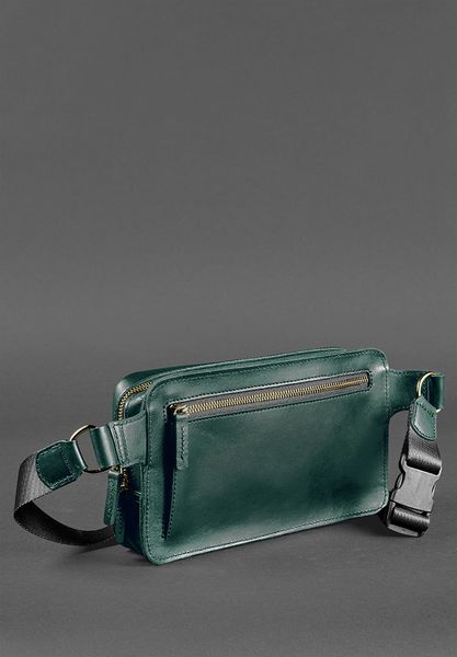 Кожаная поясная сумка Dropbag Maxi зеленая Krast BN-BAG-20-malachite фото