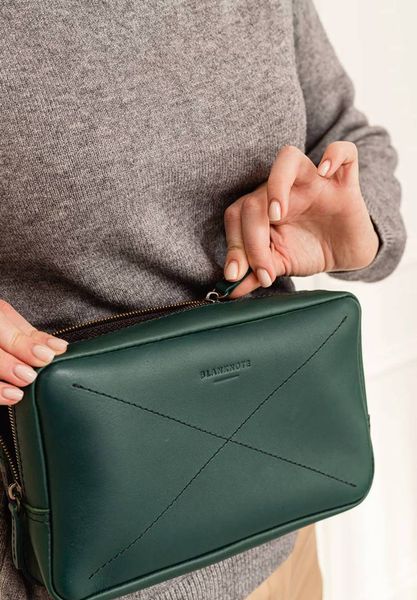 Шкіряна поясна сумка Dropbag Maxi зелена Krast BN-BAG-20-malachite фото