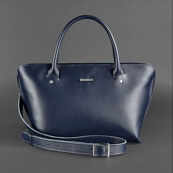 Женская кожаная сумка Midi темно-синяя BN-BAG-24-navy-blue фото