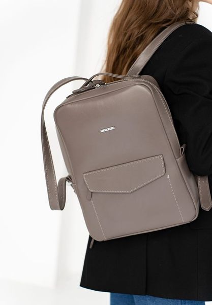 Кожаный женский городской рюкзак на молнии Cooper темно-бежевый BN-BAG-19-beige фото