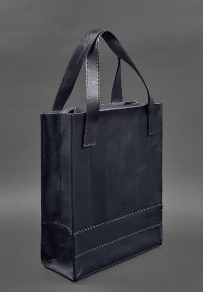 Шкіряна жіноча сумка шоппер Бетсі темно-синій краст BN-BAG-10-navy-blue фото