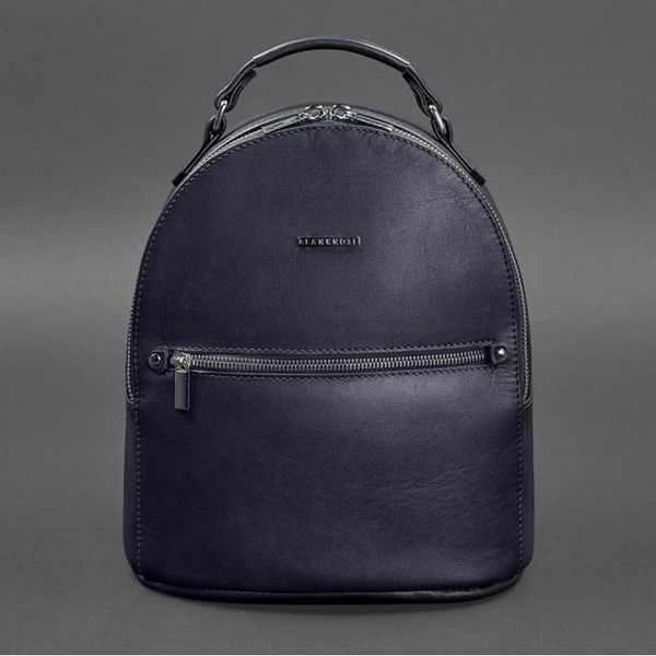 Кожаный женский мини-рюкзак Kylie Темно-синий краст BN-BAG-22-navy-blue фото