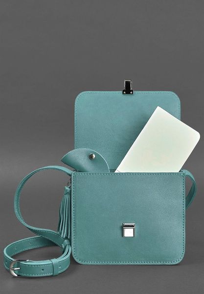 Кожаная женская бохо-сумка Лила бирюзовая BN-BAG-3-tiffany фото