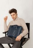 Кожаная сумка для ноутбука и документов темно-синяя BN-BAG-37-navy-blue фото