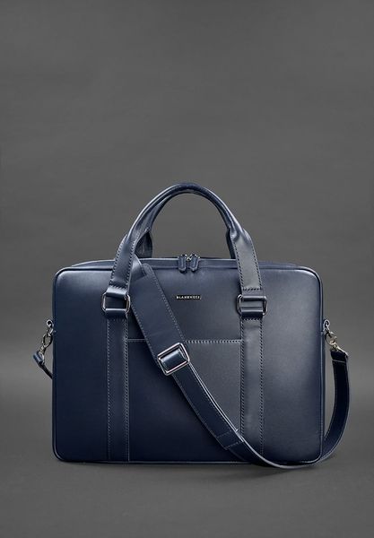 Кожаная сумка для ноутбука и документов темно-синяя BN-BAG-37-navy-blue фото