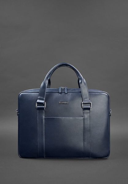 Кожаная сумка для ноутбука и документов темно-синяя BN-BAG-37-navy-blue фото