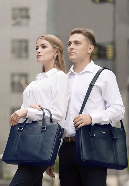 Кожаная сумка для ноутбука и документов темно-синяя BN-BAG-37-navy-blue фото