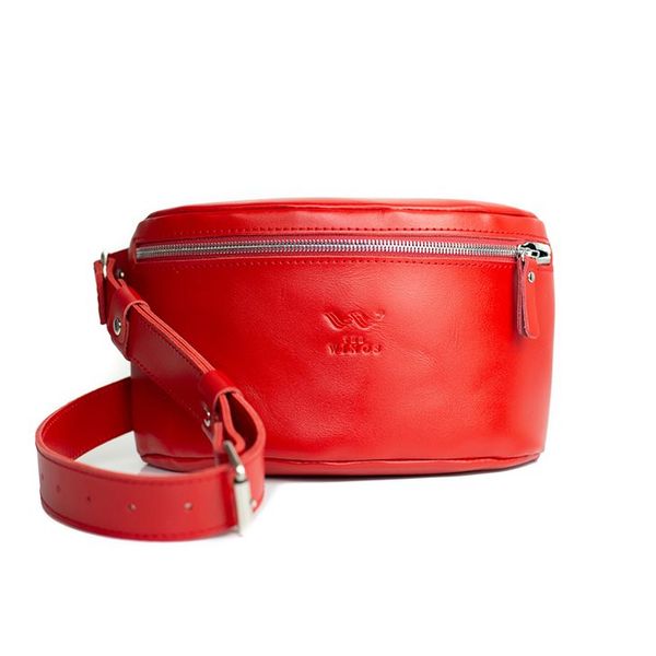 Шкіряна поясна сумка червона TW-BeltBag-red-ksr фото