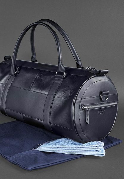 Шкіряна сумка Harper темно-синя краст BN-BAG-14-navy-blue фото