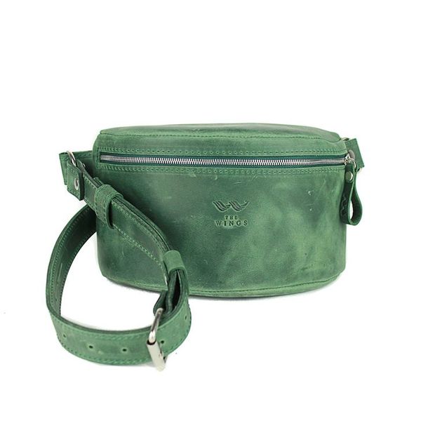 Шкіряна поясна сумка зелена вінтажна TW-BeltBag-green-crz фото