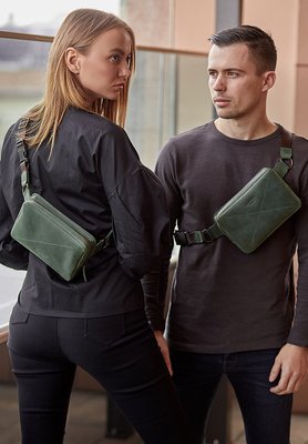 Кожаная поясная сумка Dropbag Mini зеленая Crazy Horse BN-BAG-6-iz фото