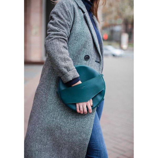 Кожаная женская круглая сумка-рюкзак Maxi зеленая BN-BAG-30-malachite фото