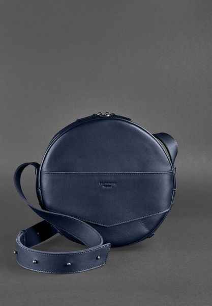 Кожаная женская круглая сумка-рюкзак Maxi темно-синяя BN-BAG-30-navy-blue фото